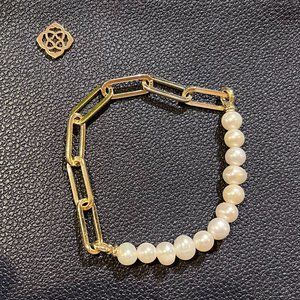 Kendra Scott Ashton Half Chain Bracelet - Gold/White Pearl